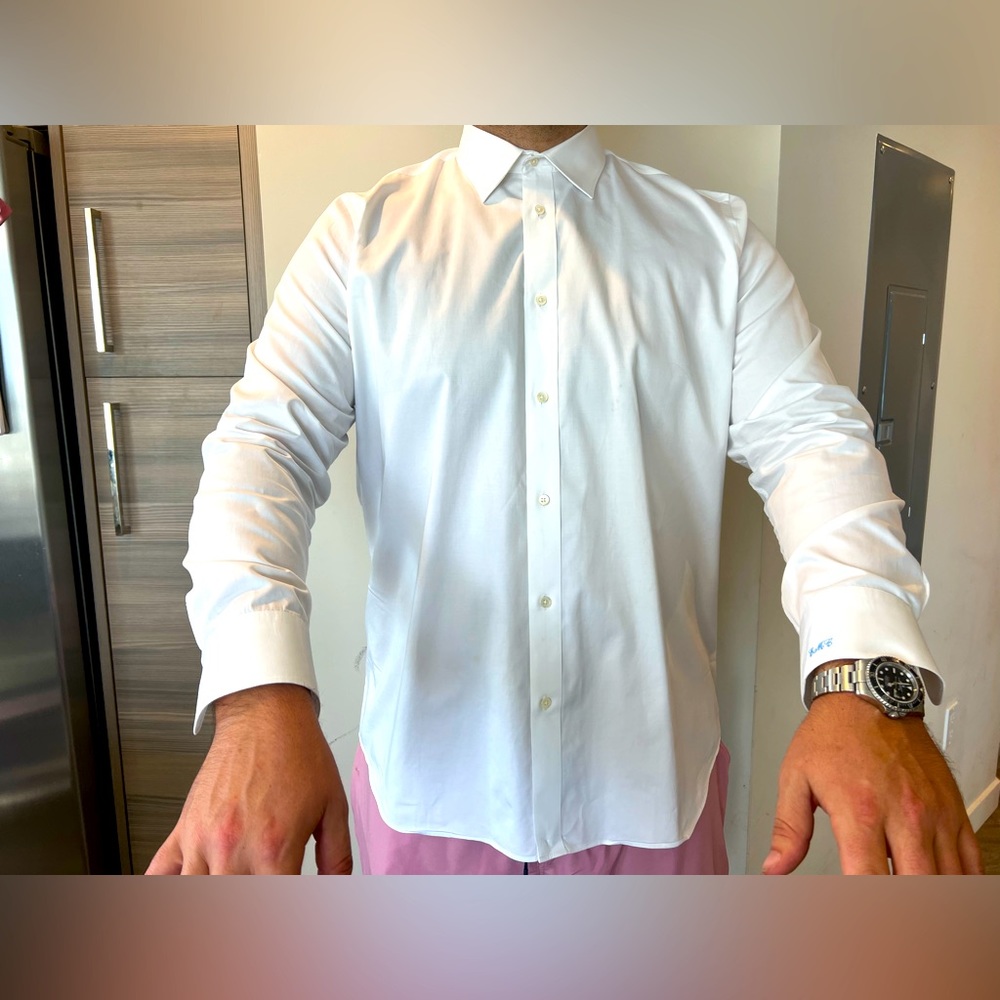 Black Lapel Custom White Royal Oxford - Est. Size - XXL / 18/18.5 / 36/37.